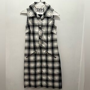 Sara Campbell Black and White Plaid Midi Dress